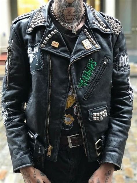 Pin By Chris Hoke On Battle Jackets Leather Jacket Outfit Men Punk