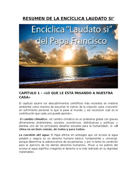 Pdf Resumen De La Enc Clica Laudato Si Docx Dokumen Tips