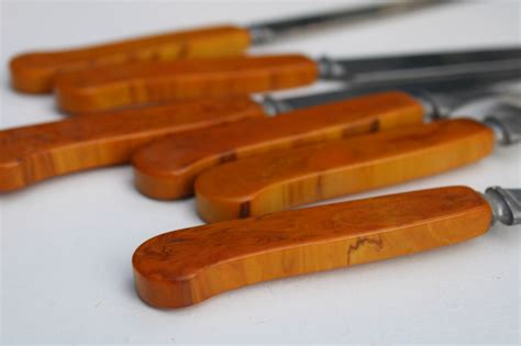 Vintage Federal Stainless Butterscotch Bakelite Handle Forks Table