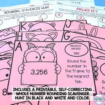 Rounding Whole Numbers Printable Scavenger Hunt And Dice Games Tpt