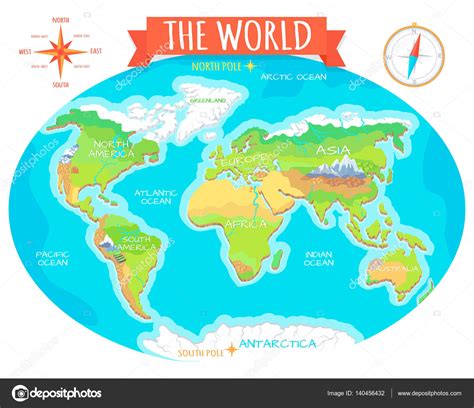 Physical Map Of World With Continents