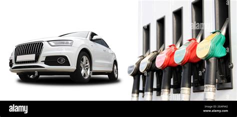 Gas station with different types of fuel Stock Photo - Alamy