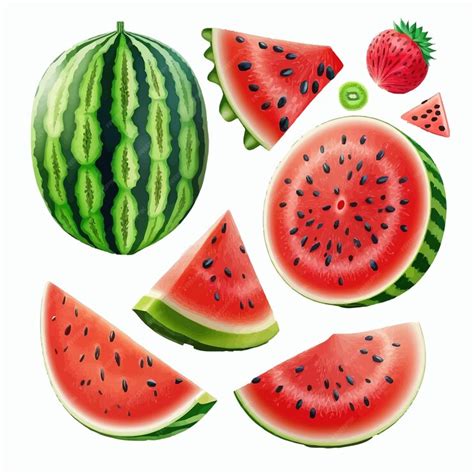 Premium Vector | Watermelon slices Isolated on background Cartoon ...