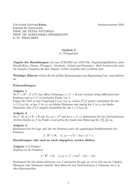 Übungsblätter Analysis 2 SoSe22 Universit at Duisburg Essen