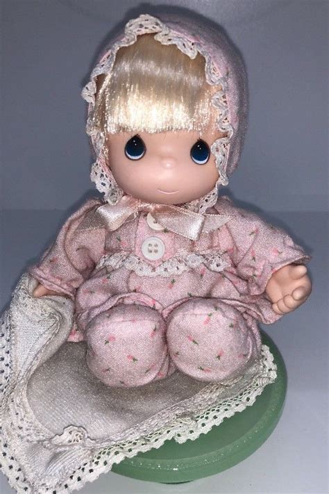 My First Precious Moments Baby Doll 6 Rose Art 1992 Blonde Pink Bonnet