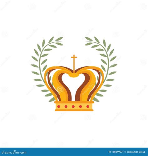 Medieval King Crown With Wreath Flat Style Icon Stock Vector