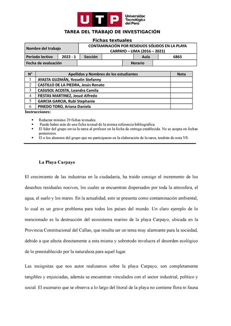 AC S11 Semana 11 Tema 01 Tarea 5 Fichas Textuales TAREA DEL TRABAJO