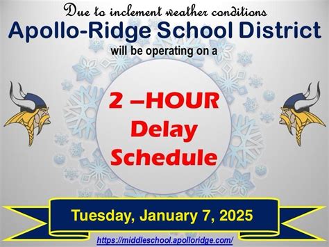 2 Hour Delay Tuesday January 7 2025 Apollo Ridge Middle School