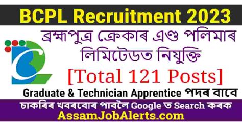 BCPL Recruitment 2023 For 121 Graduate Technician Apprentice Posts