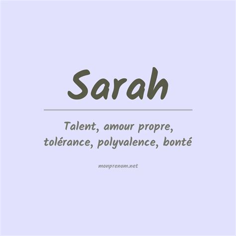 Signification Du Pr Nom Sarah