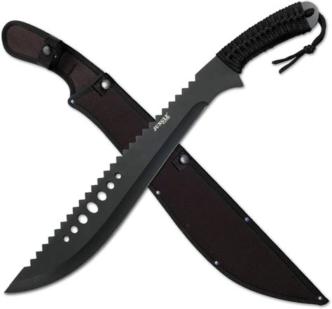 Jungle MasterMachete With Reverse SerrationsBlack Stainless Steel