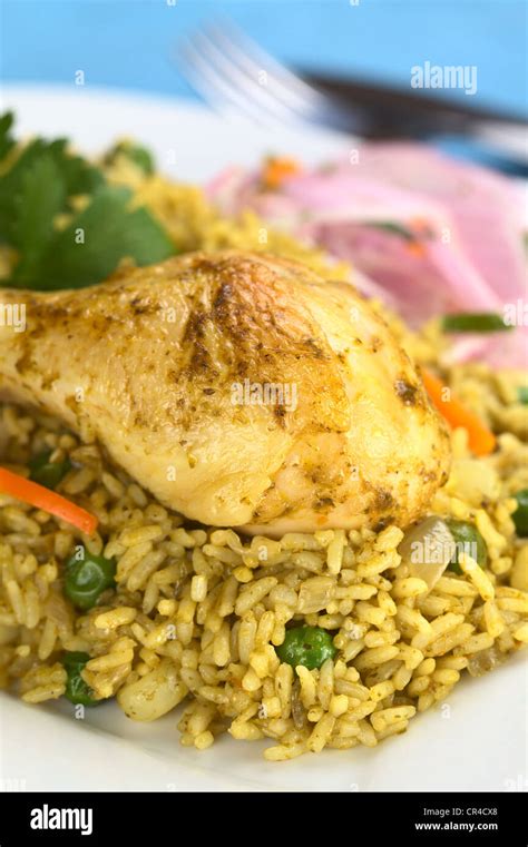 Peruvian Dish Called Arroz Con Pollo Rice With Chicken Which Is Made