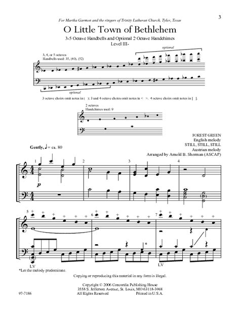 O Little Town of Bethlehem Sheet Music by Arnold Sherman (SKU: 97-7186) - Stanton's Sheet Music