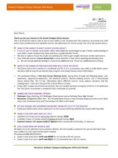 Grade Subject Choice Session Info Sheet Grade Subject Choice