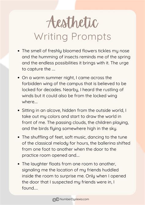 50 Aesthetic Writing Prompts Number Dyslexia