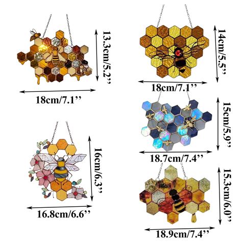 🌸 Clearance!Bee Pendant Colorful Honeycomb Pendant Seven Acrylic