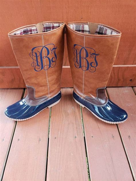 Monogrammed Duck Boots Sherpa Linedcustom Duck Bootstall Etsy Monogrammed Duck Boots Boots