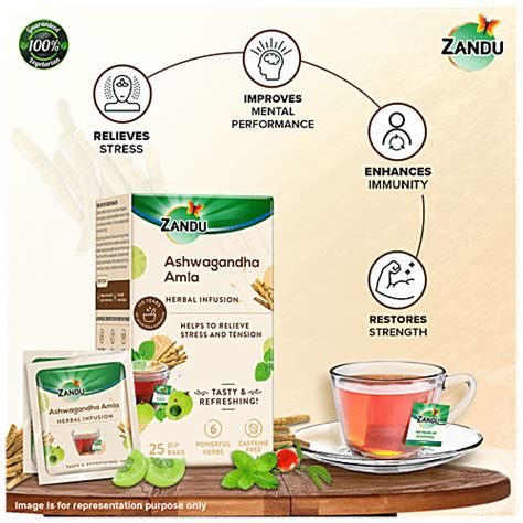 Buy Zandu Ashwagandha Amla Infusion Kadha Herbal Tea For Stress