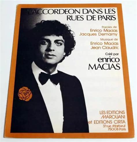 PARTITION VINTAGE SHEET music ENRICO MACIAS L Accordéon dans les rues