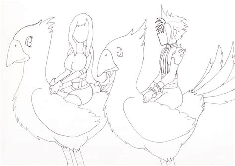 Cloud And Tifa Riding Chocobos By Leachaos On Deviantart