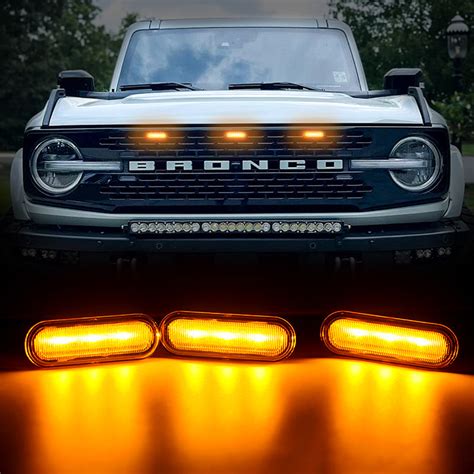 Amber Led Raptor Grille Lights Kit For 2021 Later Ford Bronco