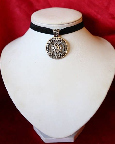 Gothic Black Velvet Choker With Sun Star Silver Tone Metal Etsy UK