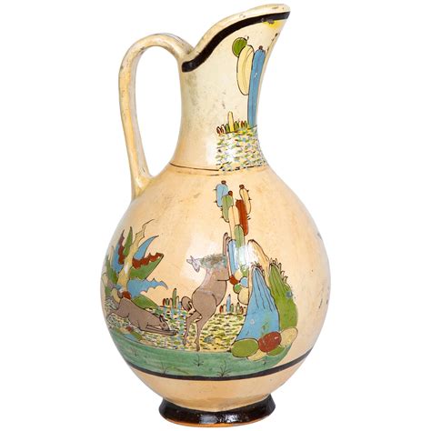 1950s Tlaquepaque Mexican Hand Painted Ceramic Water Pitcher At 1stDibs