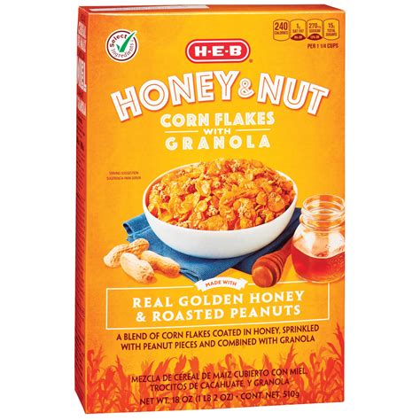 H E B Honey And Nut Corn Flakes Cereal With Granola Shop Cereal At H E B