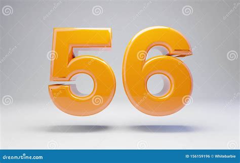 Number 56 3d Orange Glossy Number Isolated On White Background Stock