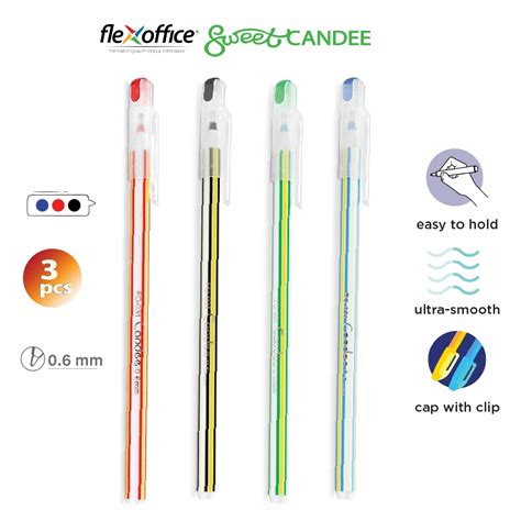 Flexoffice Sweet Candee Ballpoint Pen Mm Pcs Opp Black Ink Fo