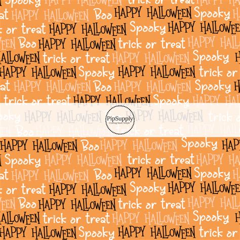 Halloween Pattern Fabric By The Yard Spooky Orange Words Fabric By