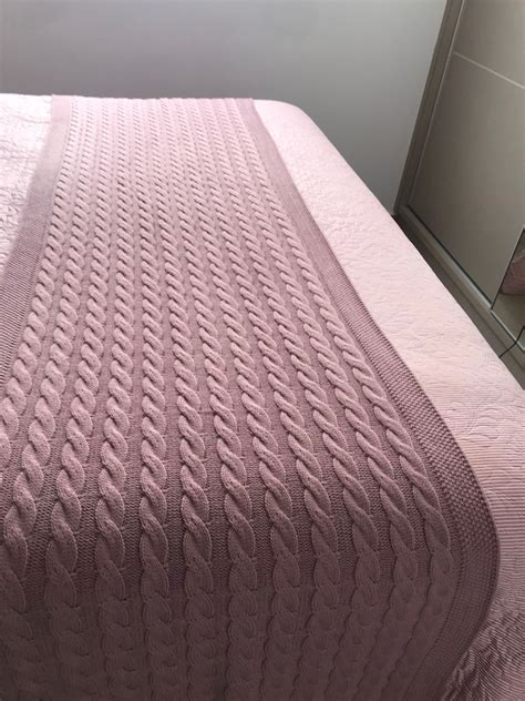 Peseira Manta Tricot Rosa Luxo Trança para Cama Solteiro Elo7