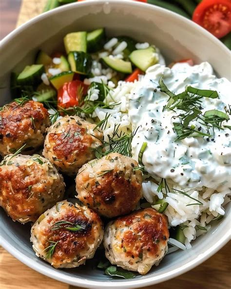 healthy greek chicken meatballs  homemade tzatziki cookingwithlalyta