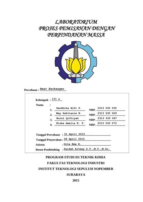 PDF LABORATORIUM PROSES PEMISAHAN DENGAN PERPINDAHAN MASSA Heat