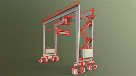 Rubber Tyred Gantry Crane Rtg V Green Light D Model By Pbr Cool