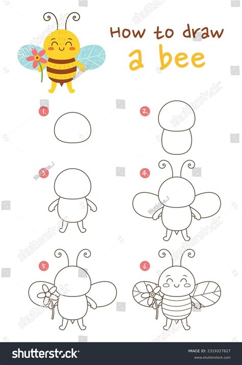 61 Draw Bee Step By Step Images, Stock Photos & Vectors | Shutterstock