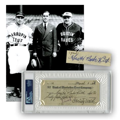 Lot Babe Ruth Signs Christy Walsh Check Geo H Babe Ruth