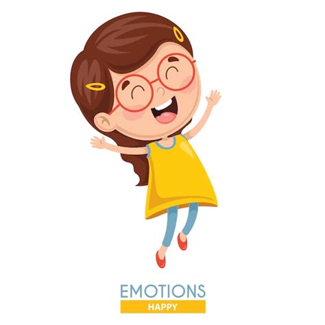 Ilustración De Vector De La Emoción Del Niño Feliz Vector Premium