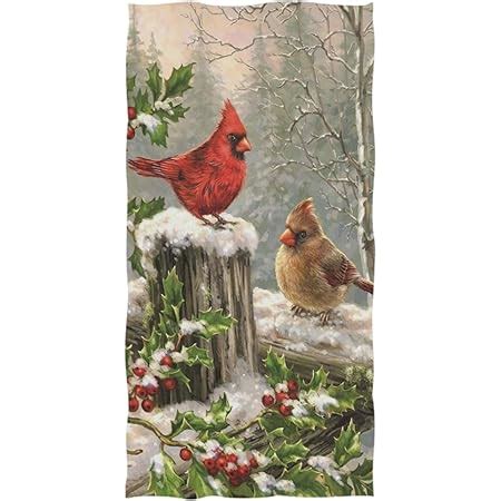 Amazon Northen Red Cardinals Branches Hand Towels X In