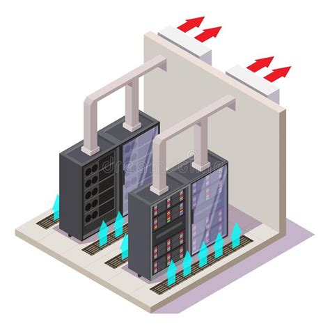 Centro De Datos Equipo De Aire Acondicionado Vector Ilustración