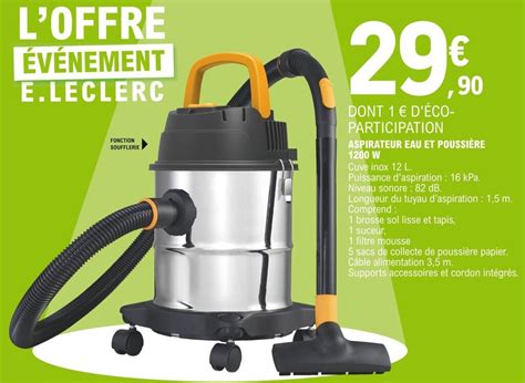 Promo Aspirateur eau et poussière 1200 W chez E Leclerc