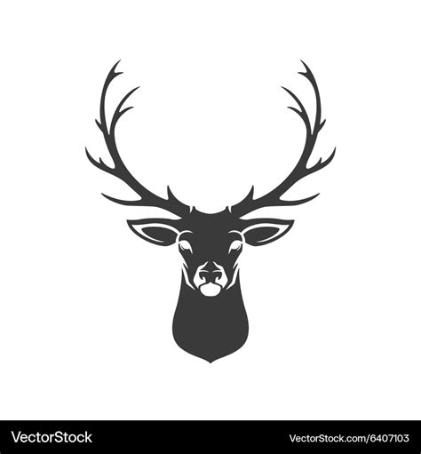 Deer Head Silhouette Isolated On White Background Vector Image