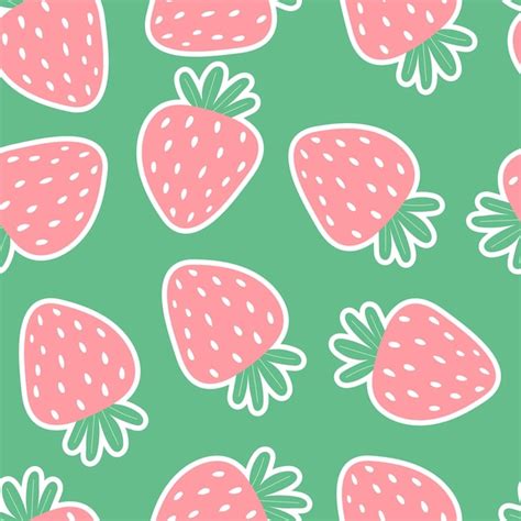 Motif sans couture avec des fraises de dessin animé Vecteur Premium