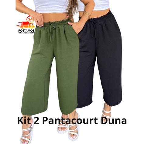 Kit Cal A Pantalona Pantacur Feminina Cintura Bolso El Stico