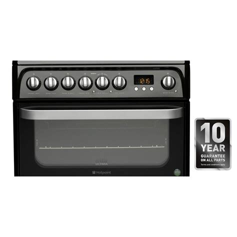 Grade A2 Hotpoint Hud61ks Ultima 60cm Double Oven Dual Fuel Cooker Black 778649531hud61ks