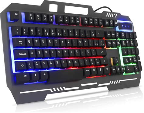 Teclado Semi Mec Nico Gamer Multim Dia Led Rgb Usb Abnt Anti Ghosting