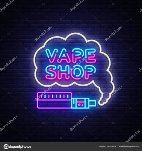 Vape Shop Logo Neon Vector Vape Neon Sign Design Template On Theme