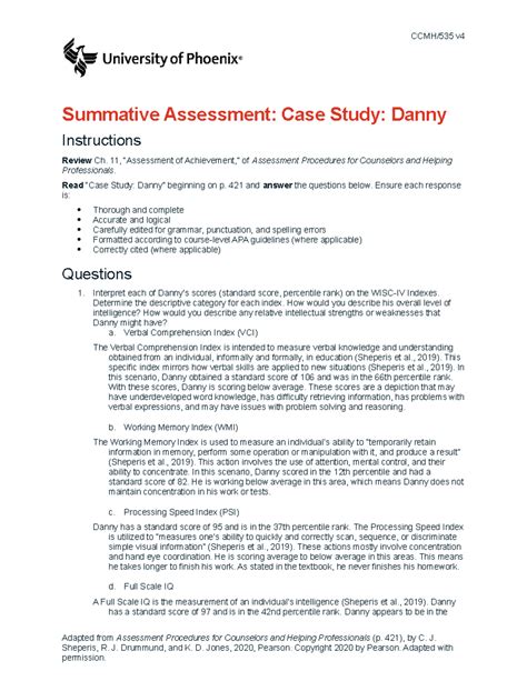 Summative Assessment Case Study Danny CCMH 535 CCMH 535 V Summative