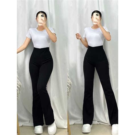 Jual Celana Fit And Flare Pants Cutbray Scuba Pinggang Highwaist Bahan