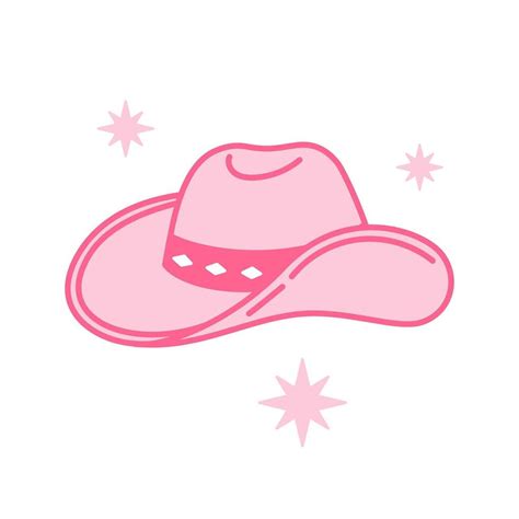 Pink Core Cowboy Hat Cowboy Western And Wild West Theme Concept Hand Drawn Illustration